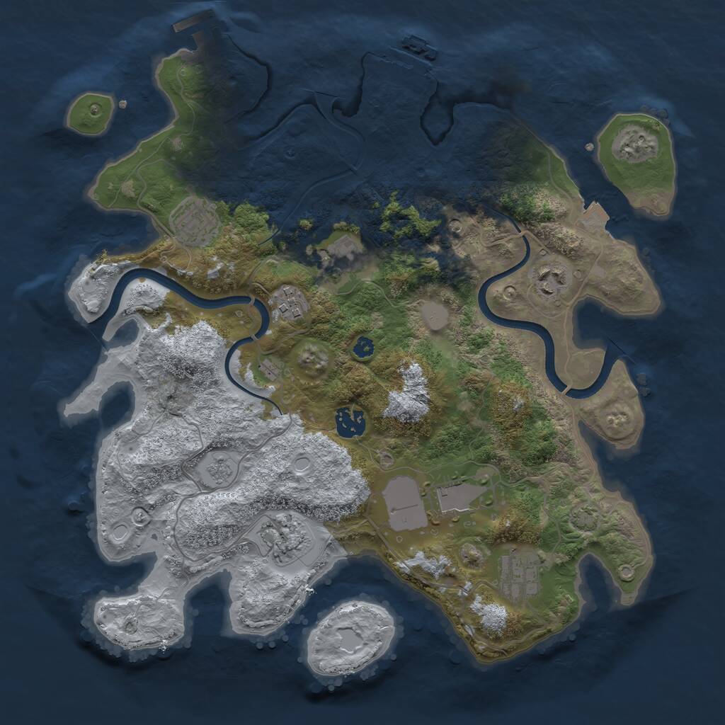 Rust Map: Procedural Map, Size: 3500, Seed: 747854678, 14 Monuments