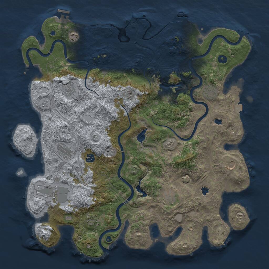 Rust Map: Procedural Map, Size: 4500, Seed: 743524388, 16 Monuments