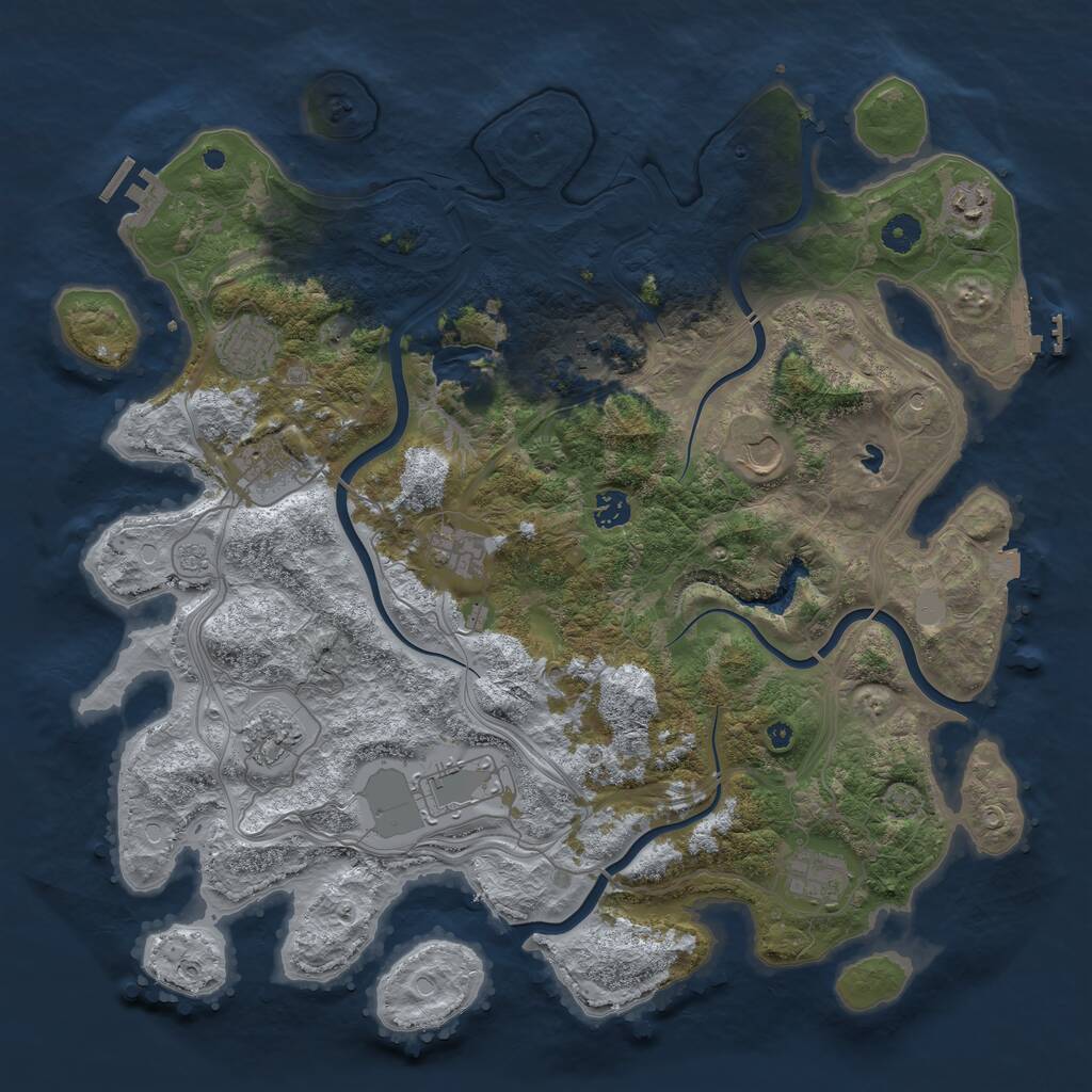 Rust Map: Procedural Map, Size: 4300, Seed: 747854678, 16 Monuments