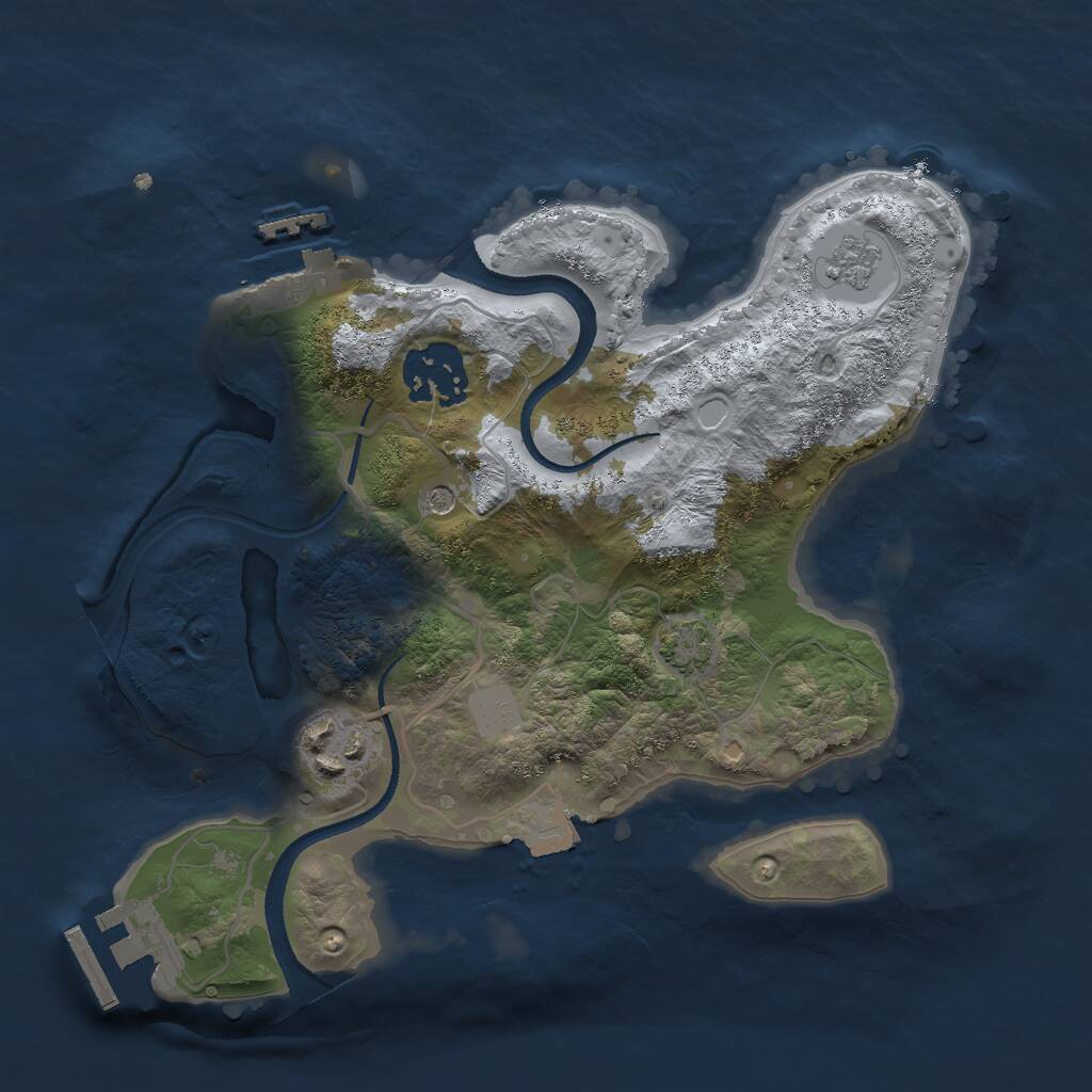 Rust Map: Procedural Map, Size: 2500, Seed: 9365595, 8 Monuments