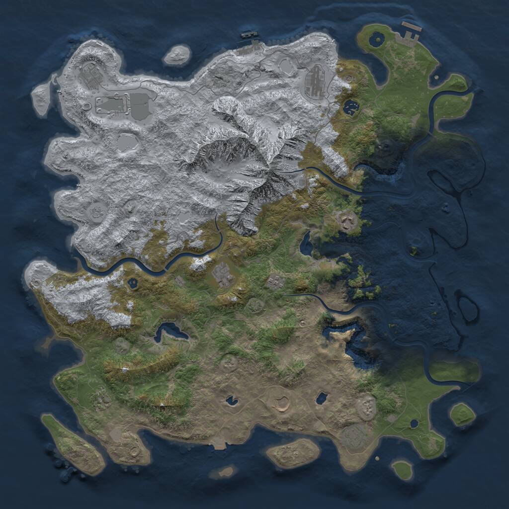 Rust Map: Procedural Map, Size: 5000, Seed: 1341436726, 16 Monuments