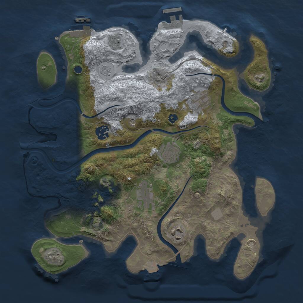 Rust Map: Procedural Map, Size: 3250, Seed: 576900889, 12 Monuments