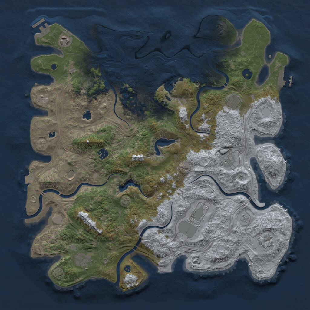 Rust Map: Procedural Map, Size: 4500, Seed: 962467649, 16 Monuments