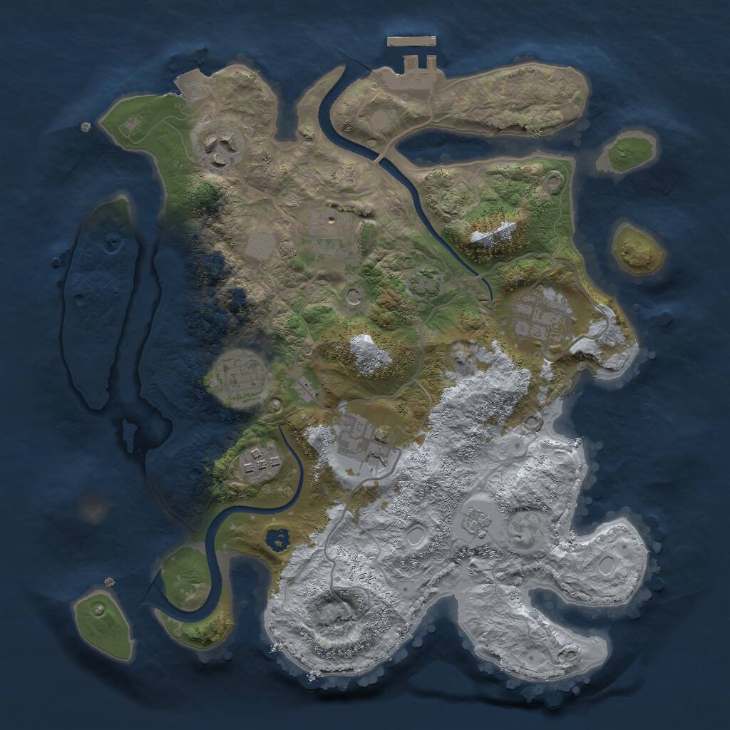 Rust Map: Procedural Map, Size: 3000, Seed: 1904678935, 11 Monuments
