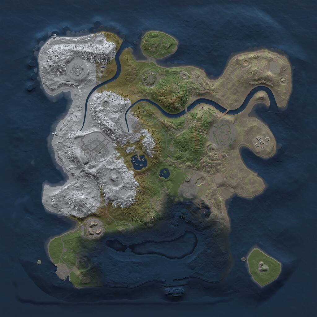 Rust Map: Procedural Map, Size: 3000, Seed: 644689418, 10 Monuments