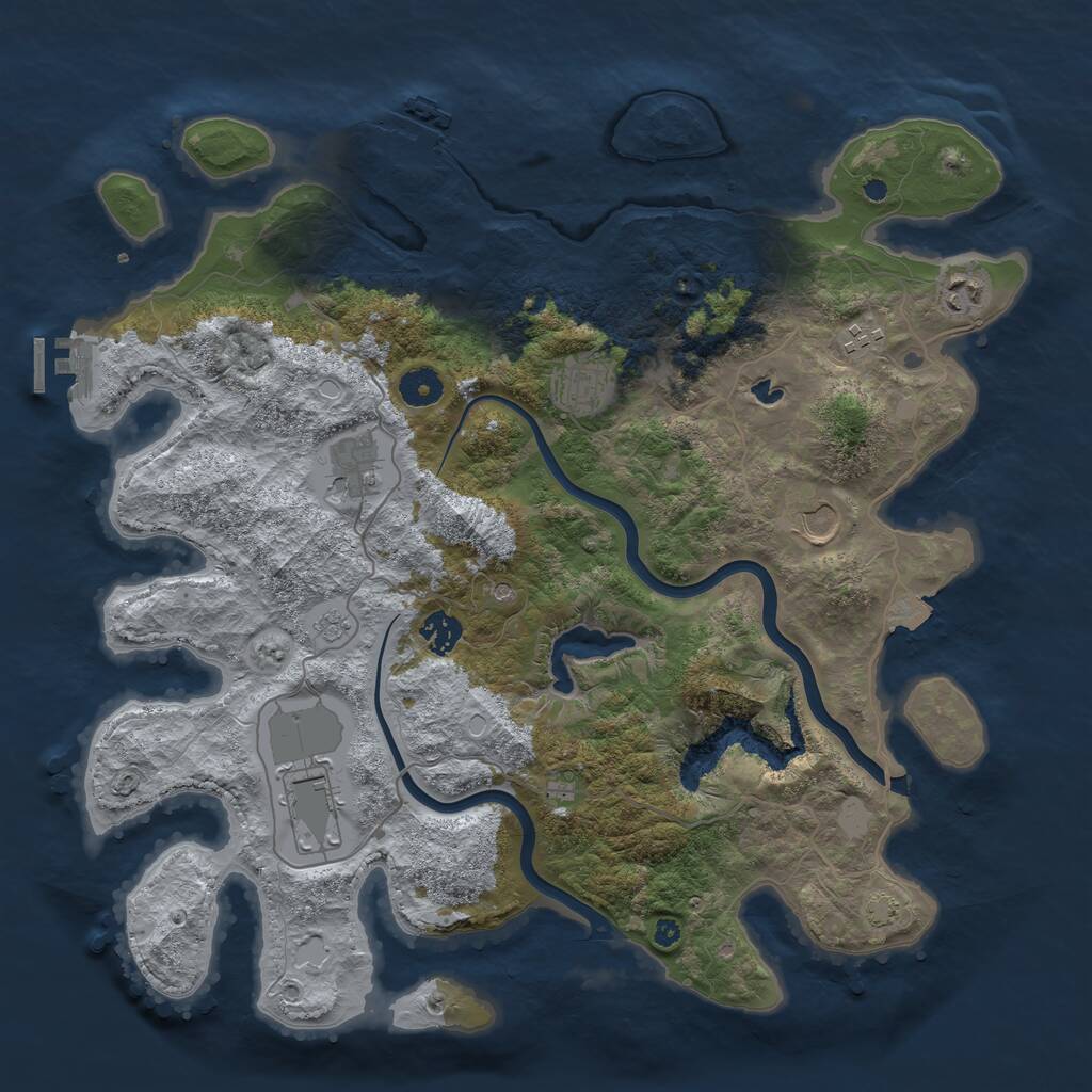 Rust Map: Procedural Map, Size: 4000, Seed: 1885276150, 13 Monuments