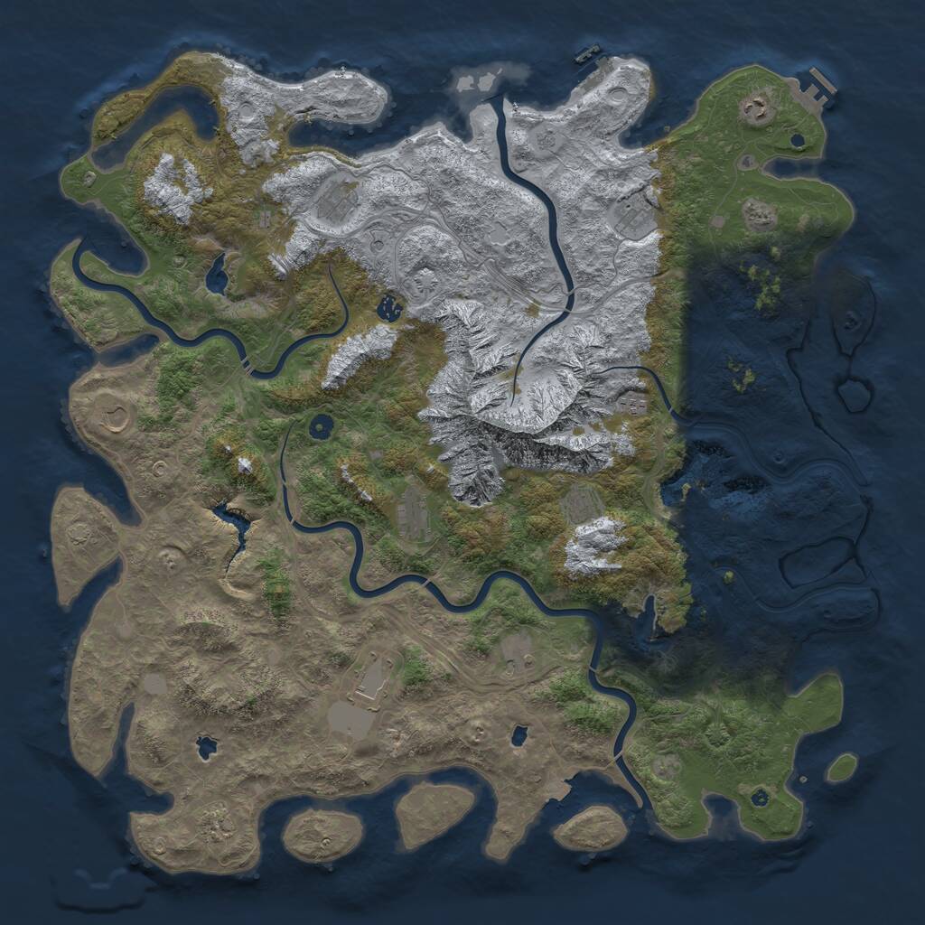 Rust Map: Procedural Map, Size: 5500, Seed: 1493482238, 17 Monuments