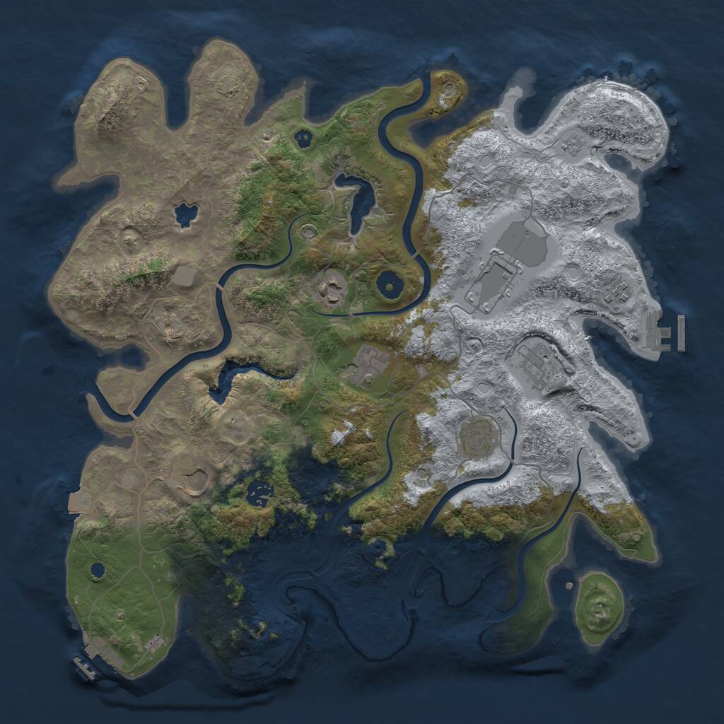 Rust Map: Procedural Map, Size: 4000, Seed: 1107068759, 14 Monuments