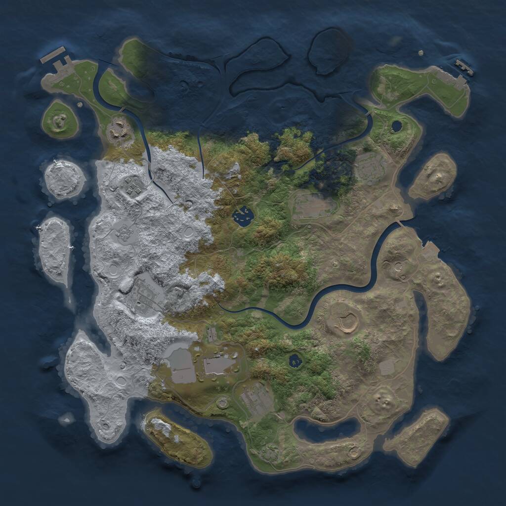 Rust Map: Procedural Map, Size: 3800, Seed: 2126623315, 15 Monuments