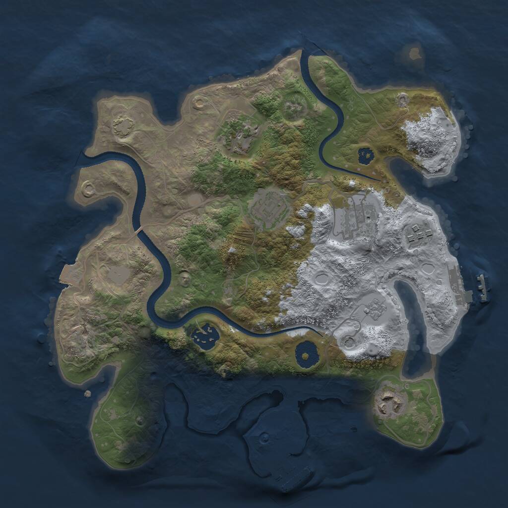 Rust Map: Procedural Map, Size: 3000, Seed: 748397389, 12 Monuments