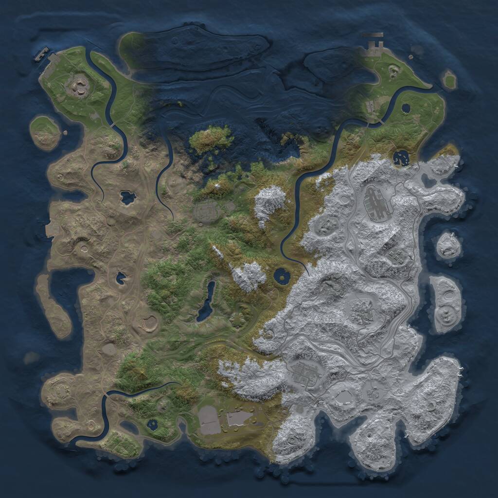 Rust Map: Procedural Map, Size: 4500, Seed: 1063874421, 15 Monuments