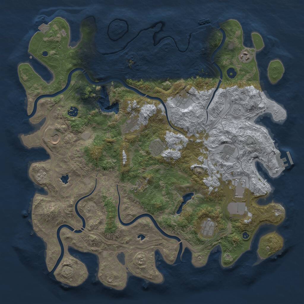 Rust Map: Procedural Map, Size: 4500, Seed: 698563376, 17 Monuments