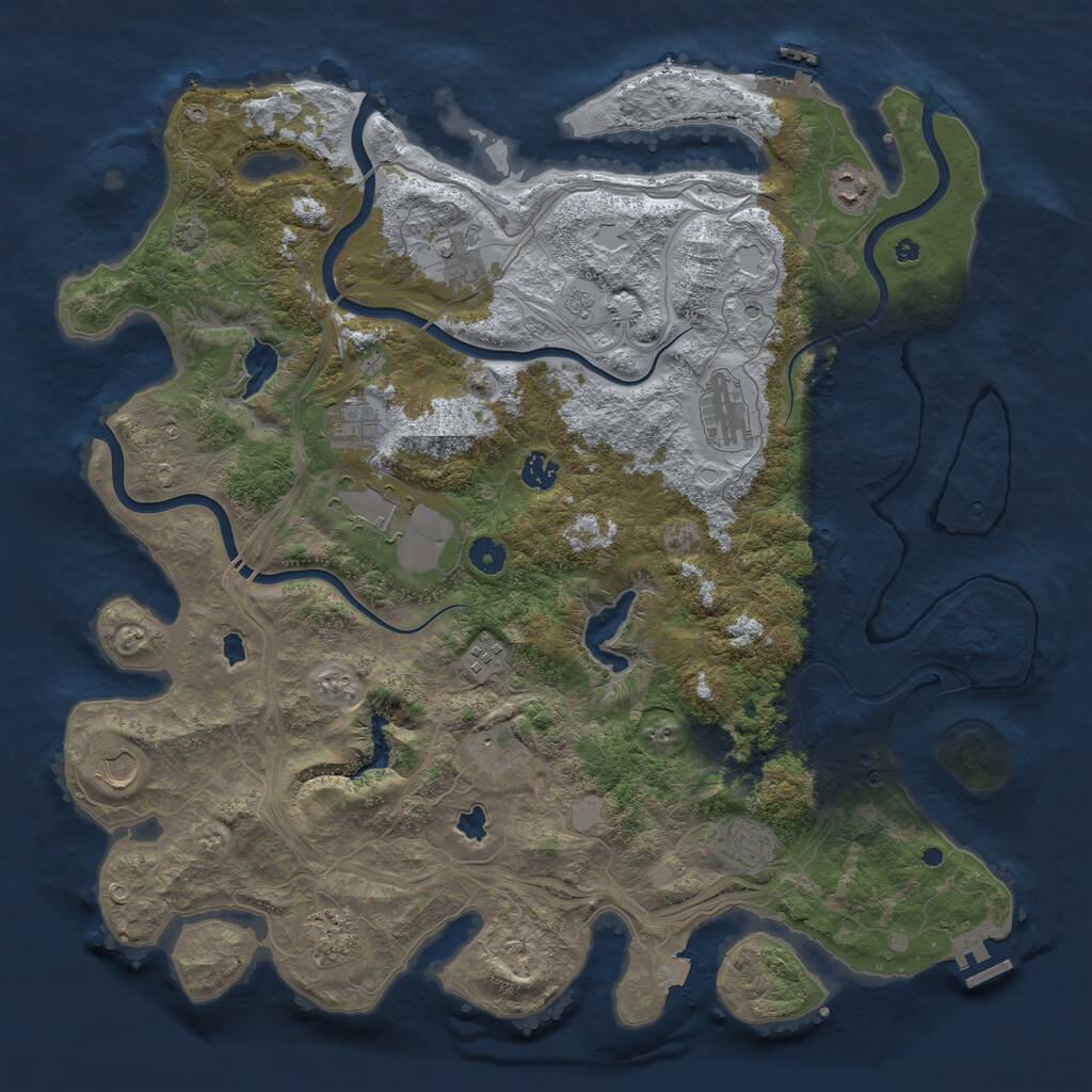 Rust Map: Procedural Map, Size: 4500, Seed: 987273381, 17 Monuments
