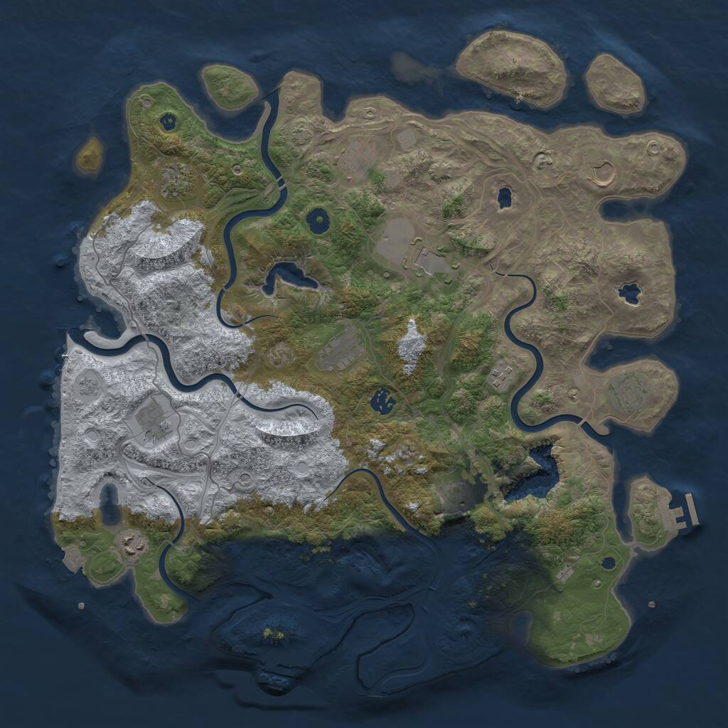 Rust Map: Procedural Map, Size: 4500, Seed: 1239486988, 17 Monuments