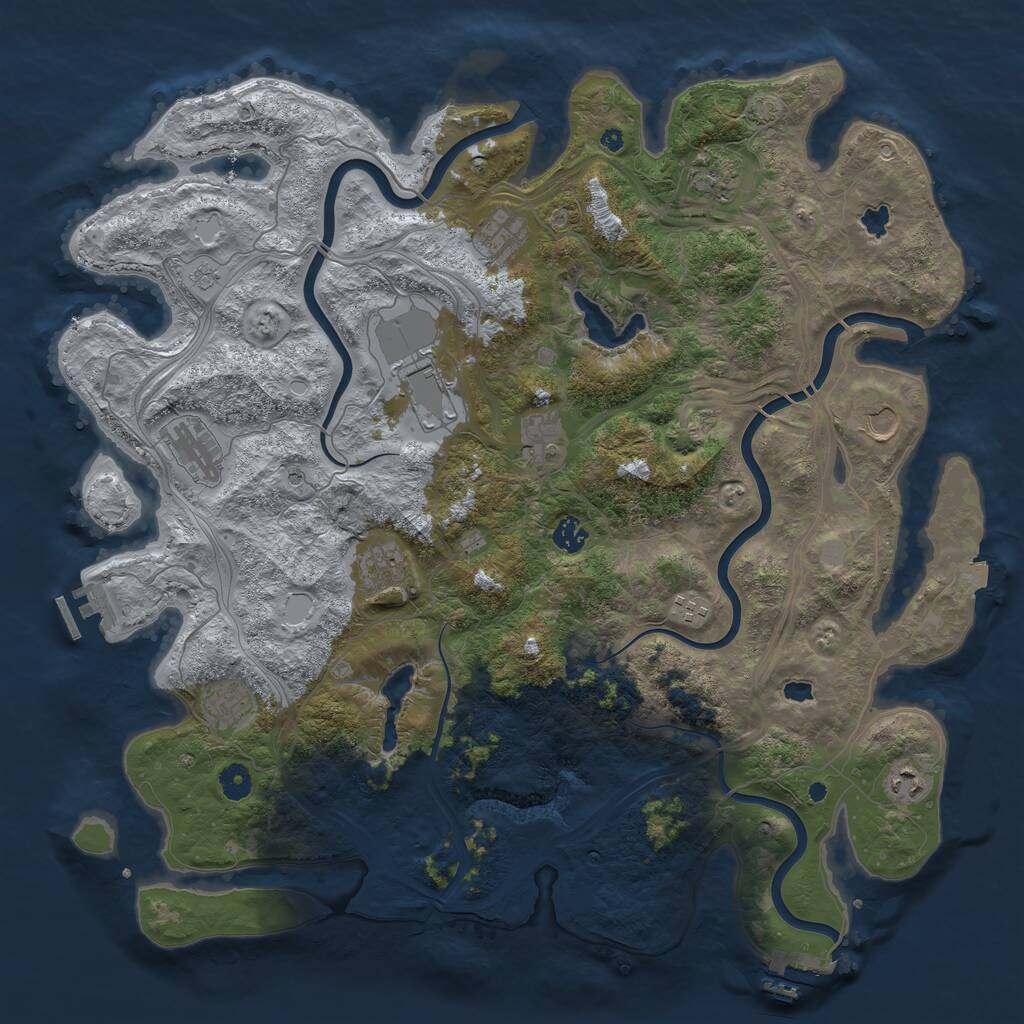 Rust Map: Procedural Map, Size: 4500, Seed: 426032697, 17 Monuments