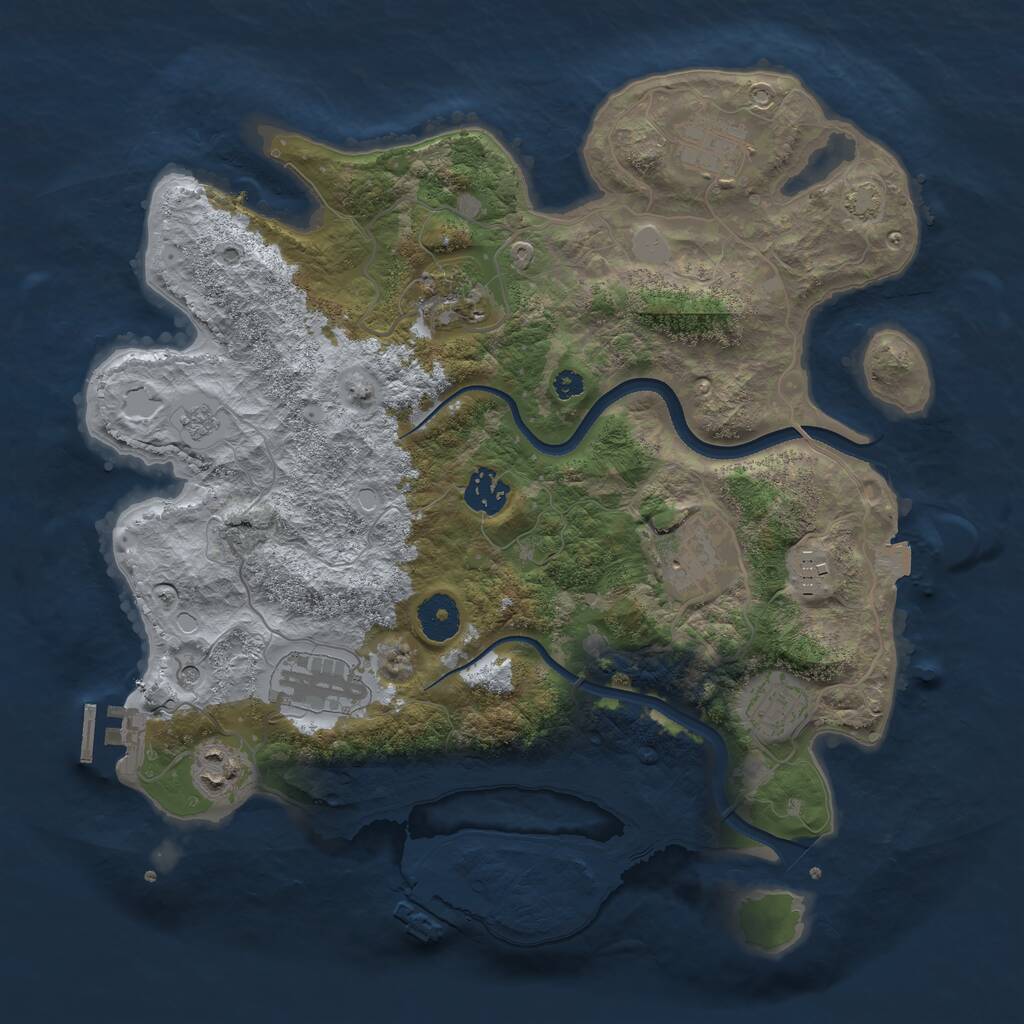 Rust Map: Procedural Map, Size: 3499, Seed: 23453425, 14 Monuments