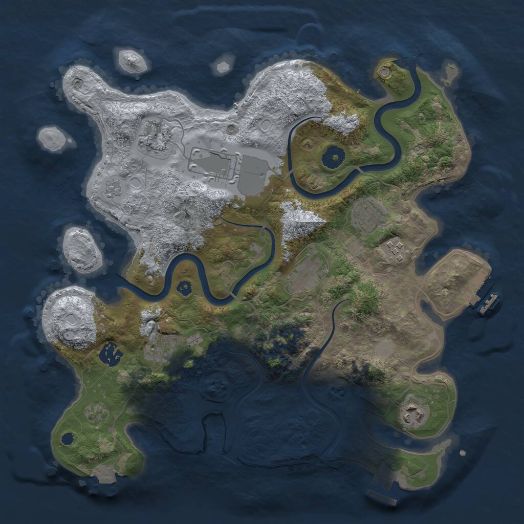 Rust Map: Procedural Map, Size: 3500, Seed: 1915102893, 13 Monuments