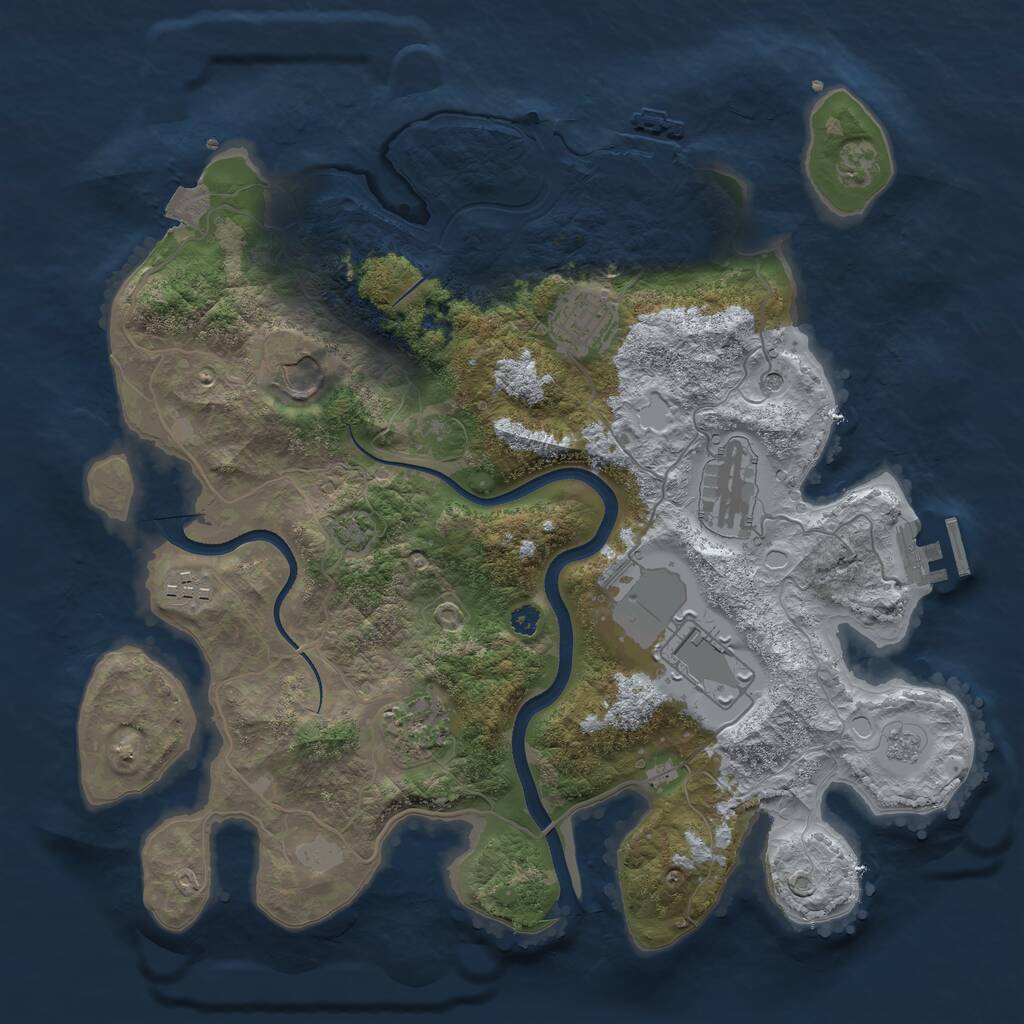 Rust Map: Procedural Map, Size: 3500, Seed: 202871621, 12 Monuments