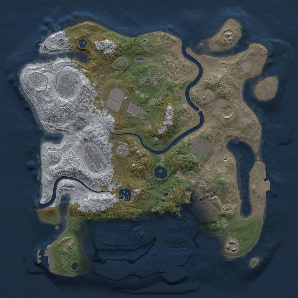 Rust Map: Procedural Map, Size: 3500, Seed: 201812001, 16 Monuments