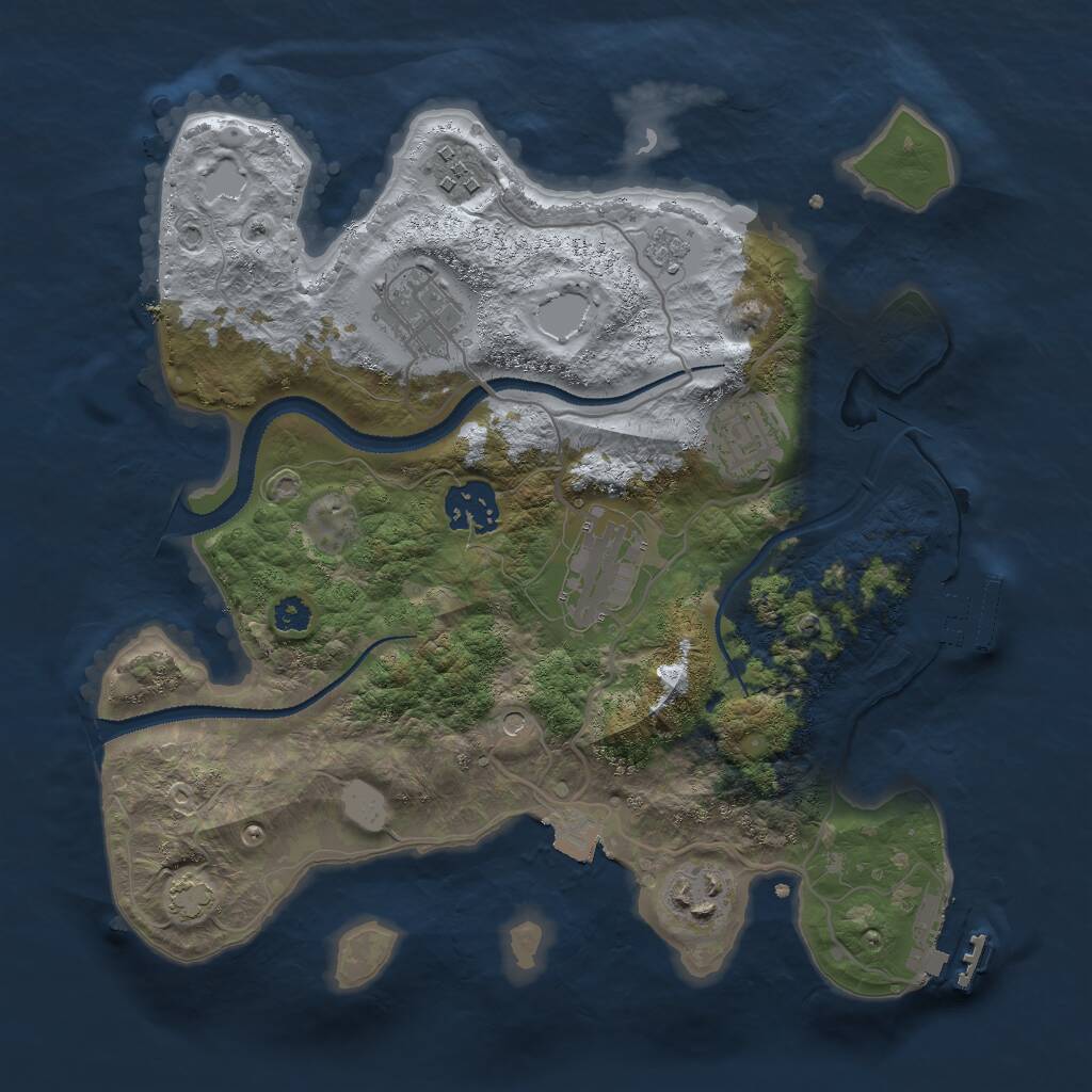 Rust Map: Procedural Map, Size: 3000, Seed: 3952, 12 Monuments