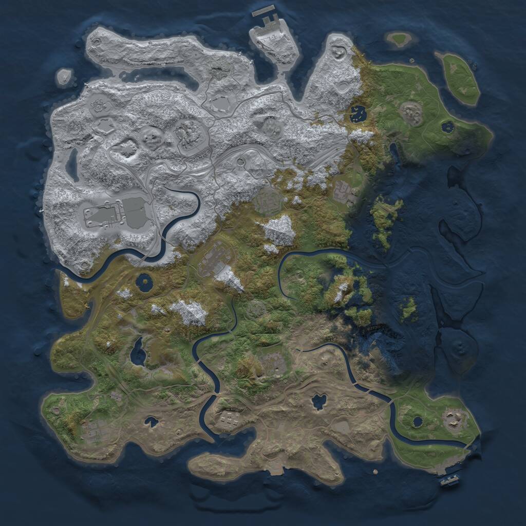 Rust Map: Procedural Map, Size: 4500, Seed: 1420283336, 16 Monuments