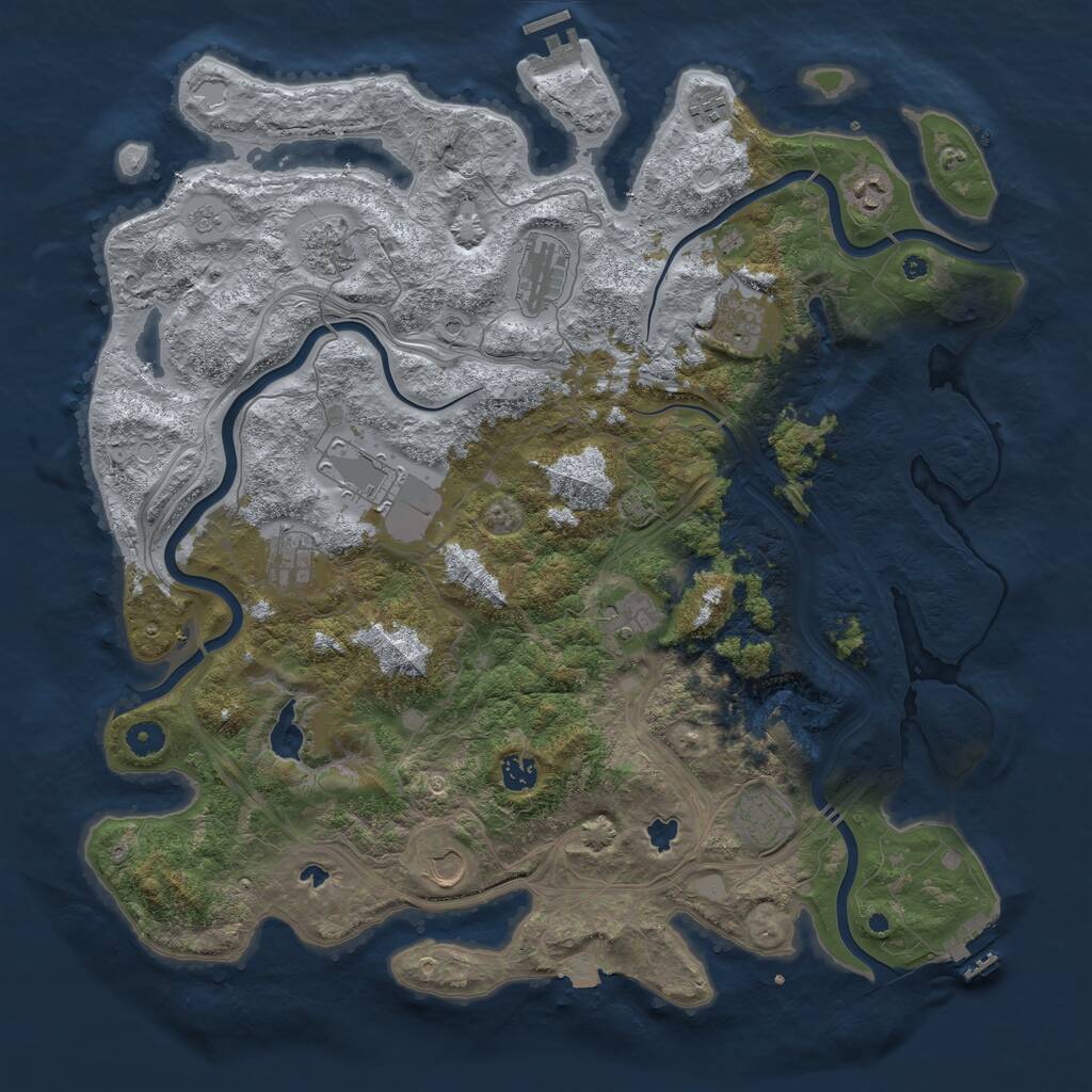 Rust Map: Procedural Map, Size: 4500, Seed: 1420283336, 17 Monuments