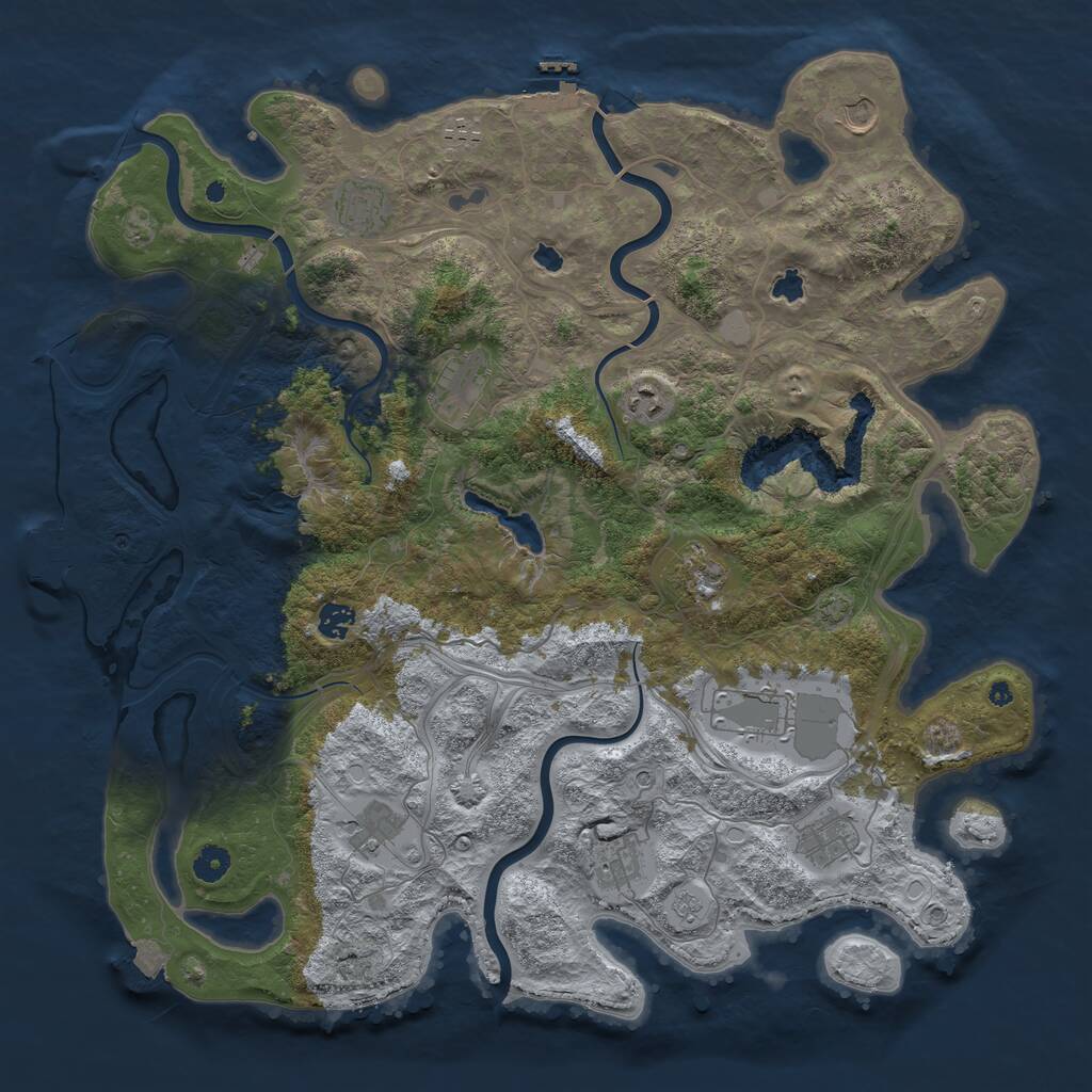 Rust Map: Procedural Map, Size: 4500, Seed: 18912423, 17 Monuments