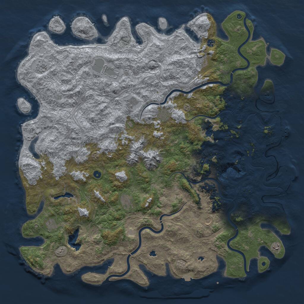 Rust Map: Procedural Map, Size: 6000, Seed: 1420283336, 17 Monuments