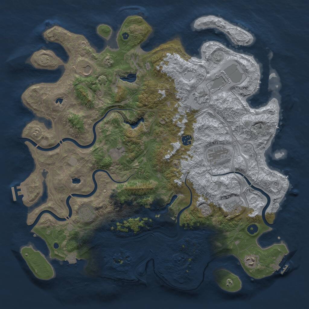 Rust Map: Procedural Map, Size: 4500, Seed: 1130064393, 16 Monuments