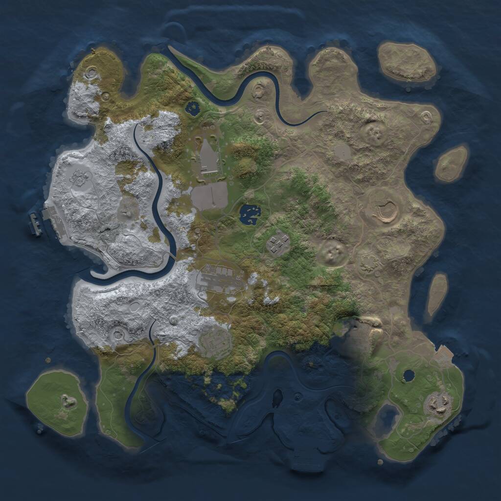 Rust Map: Procedural Map, Size: 3500, Seed: 2141981, 14 Monuments