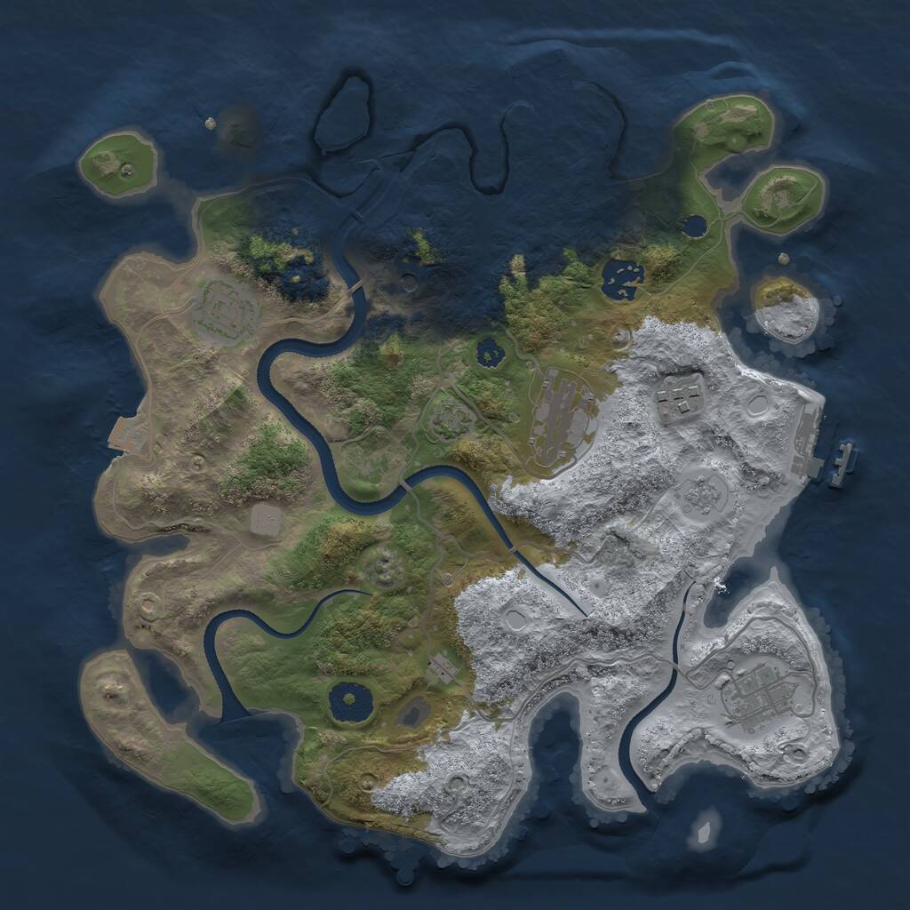 Rust Map: Procedural Map, Size: 3200, Seed: 645100, 11 Monuments