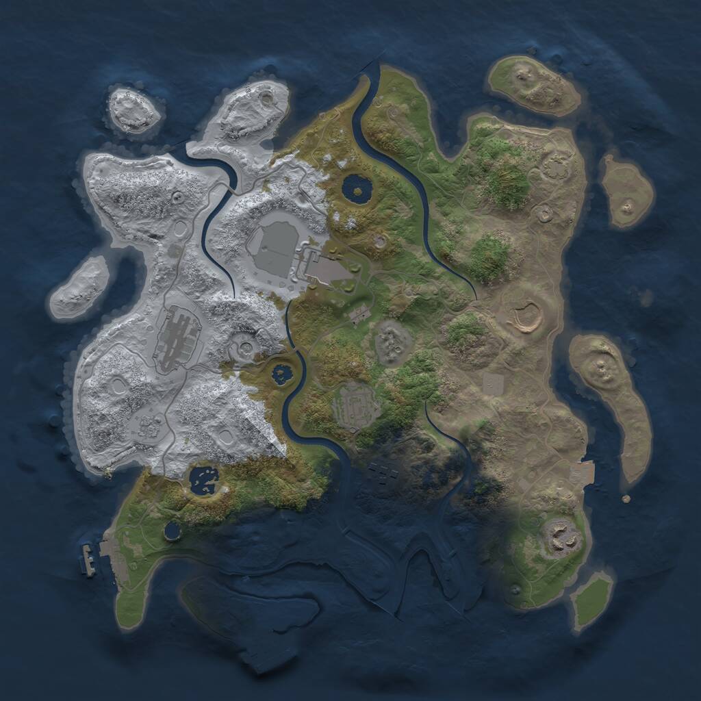 Rust Map: Procedural Map, Size: 3500, Seed: 423690461, 13 Monuments