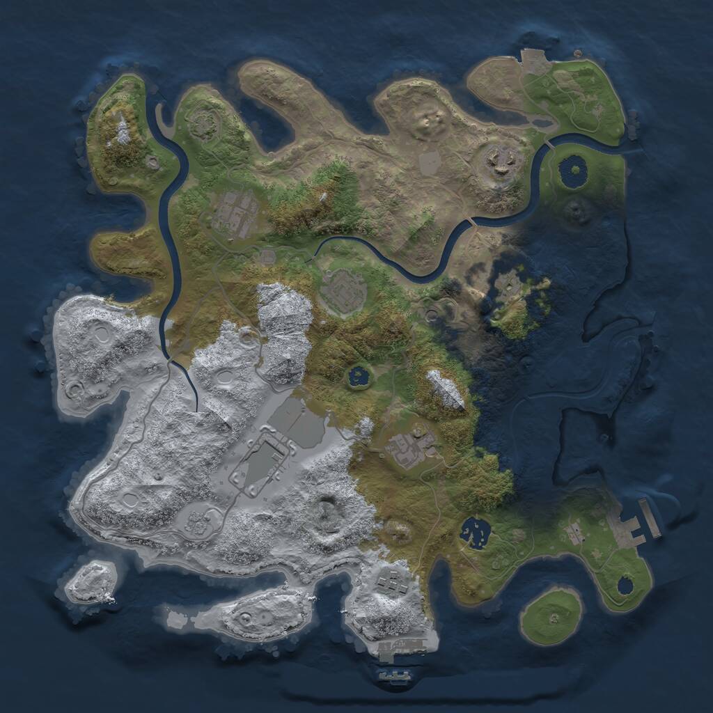 Rust Map: Procedural Map, Size: 3500, Seed: 1171655, 14 Monuments