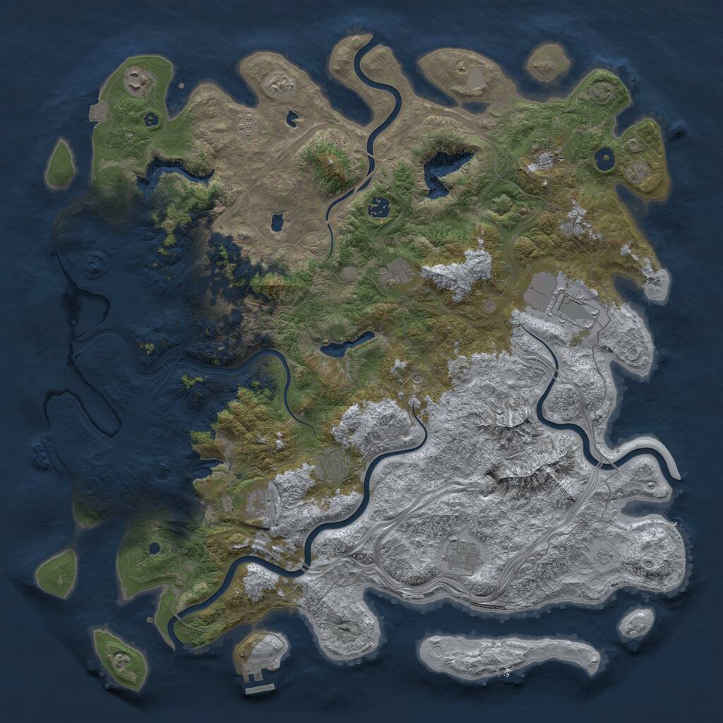 Rust Map: Procedural Map, Size: 5000, Seed: 138293745, 16 Monuments