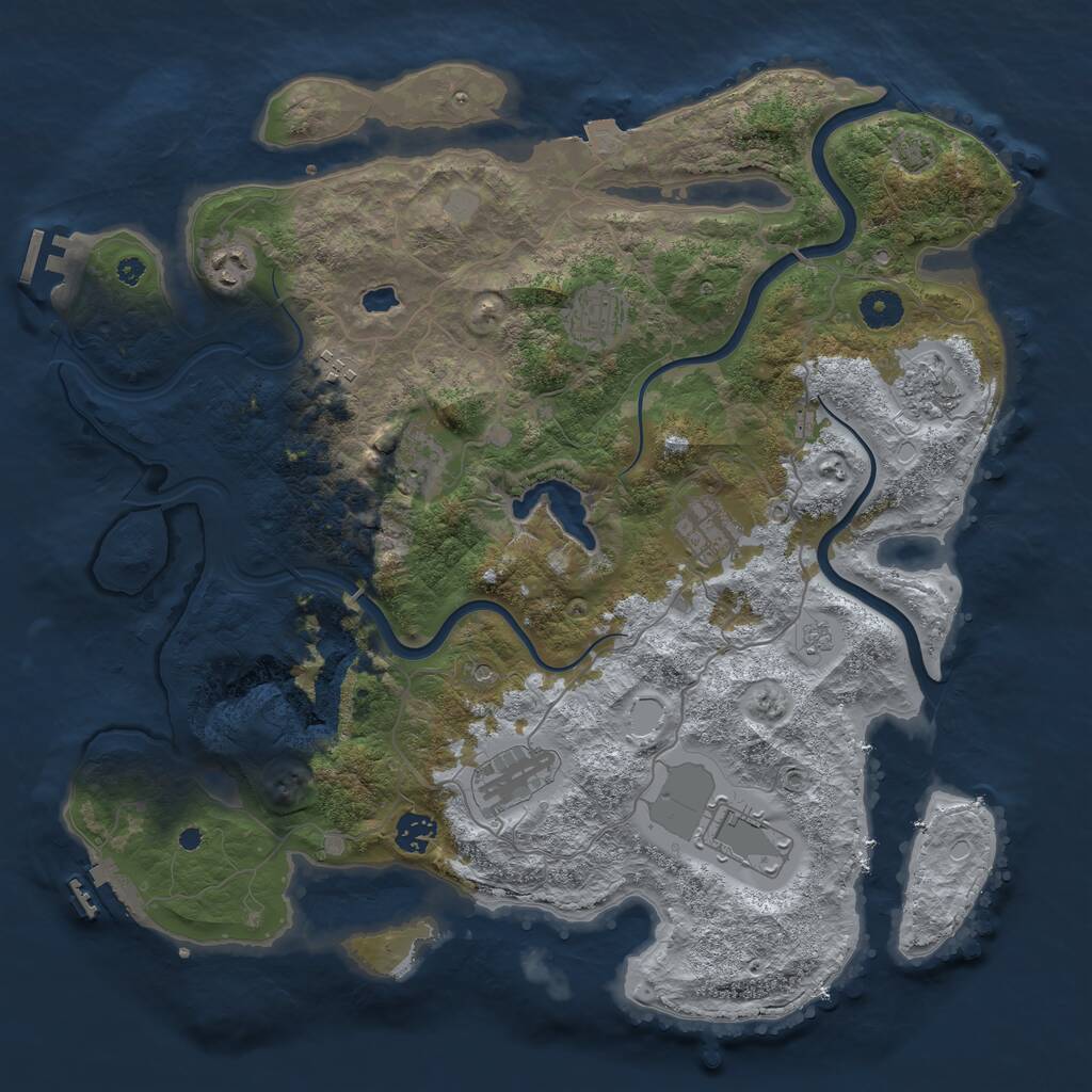 Rust Map: Procedural Map, Size: 4000, Seed: 1350544130, 15 Monuments
