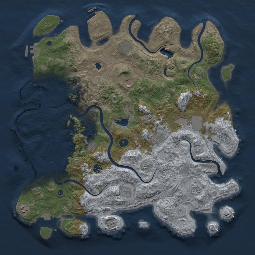 Rust Map: Procedural Map, Size: 4446, Seed: 481981, 16 Monuments