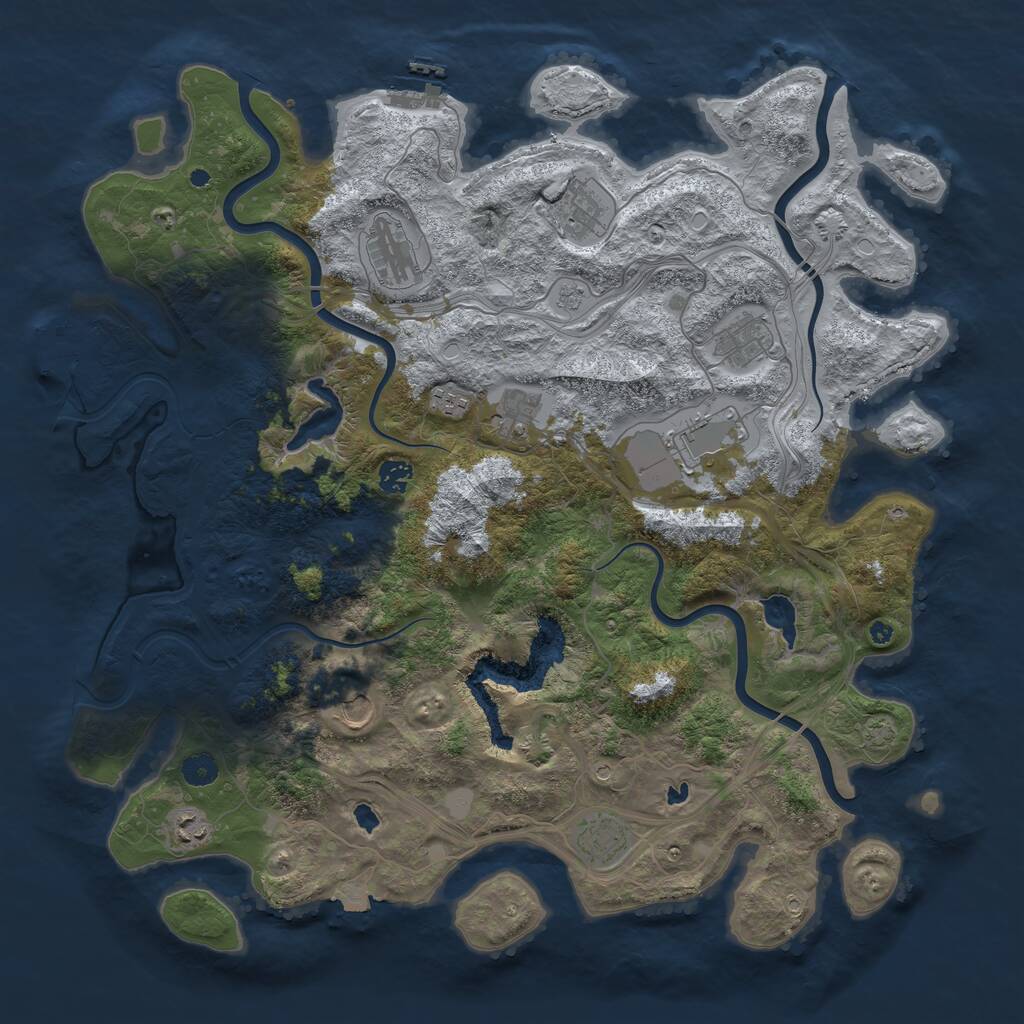 Rust Map: Procedural Map, Size: 4500, Seed: 406175, 16 Monuments