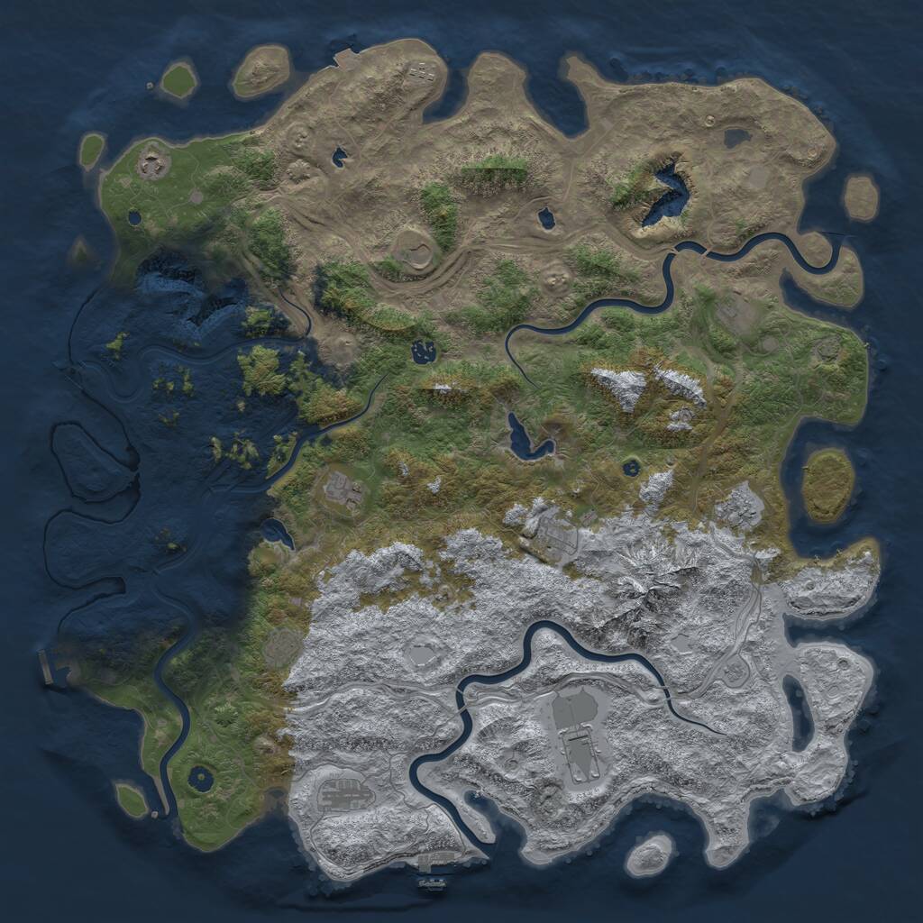 Rust Map: Procedural Map, Size: 5500, Seed: 17845291, 17 Monuments