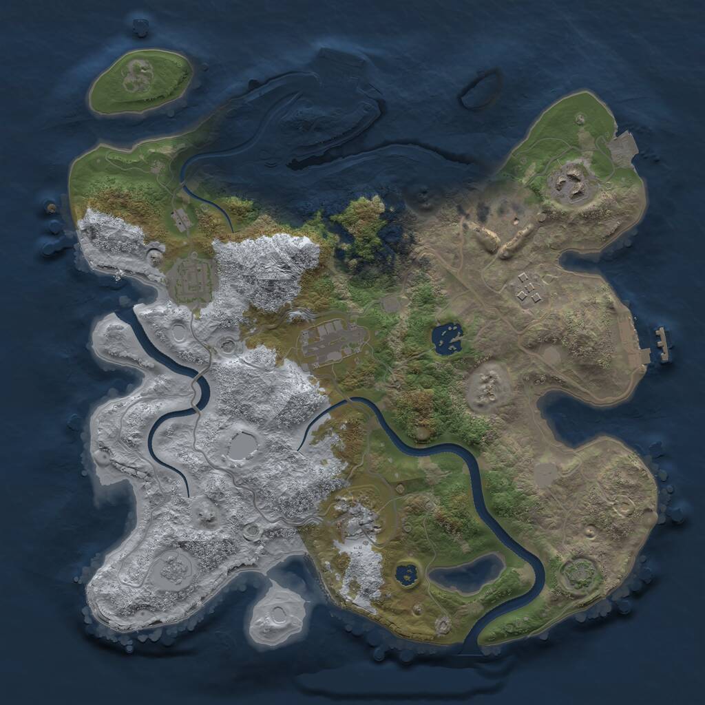 Rust Map: Procedural Map, Size: 3250, Seed: 69659, 13 Monuments