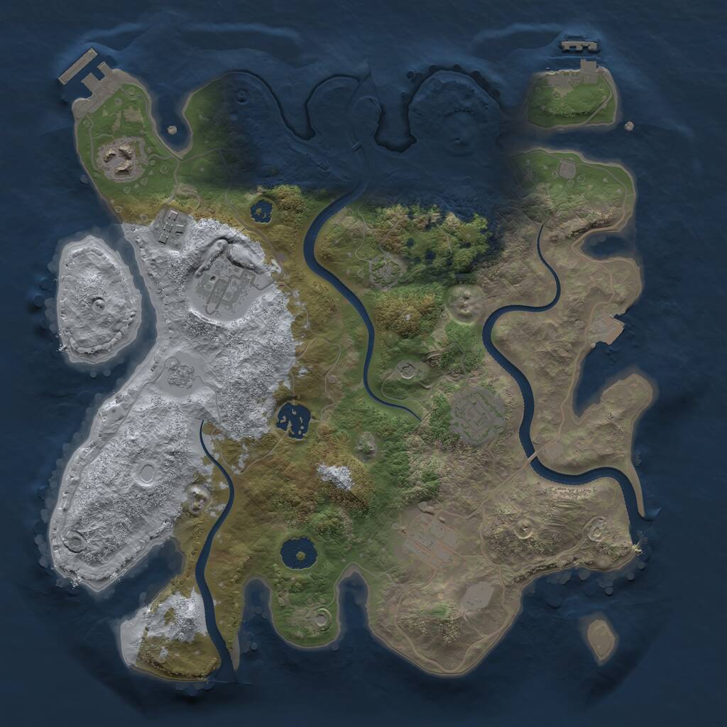 Rust Map: Procedural Map, Size: 3200, Seed: 38274, 12 Monuments