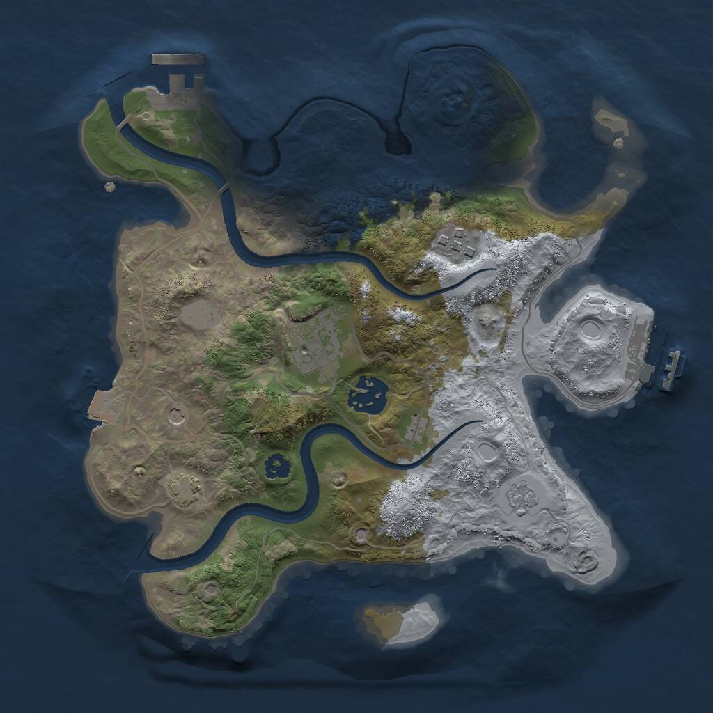 Rust Map: Procedural Map, Size: 2750, Seed: 37656254, 9 Monuments