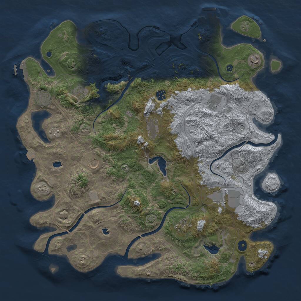 Rust Map: Procedural Map, Size: 4500, Seed: 543456, 16 Monuments