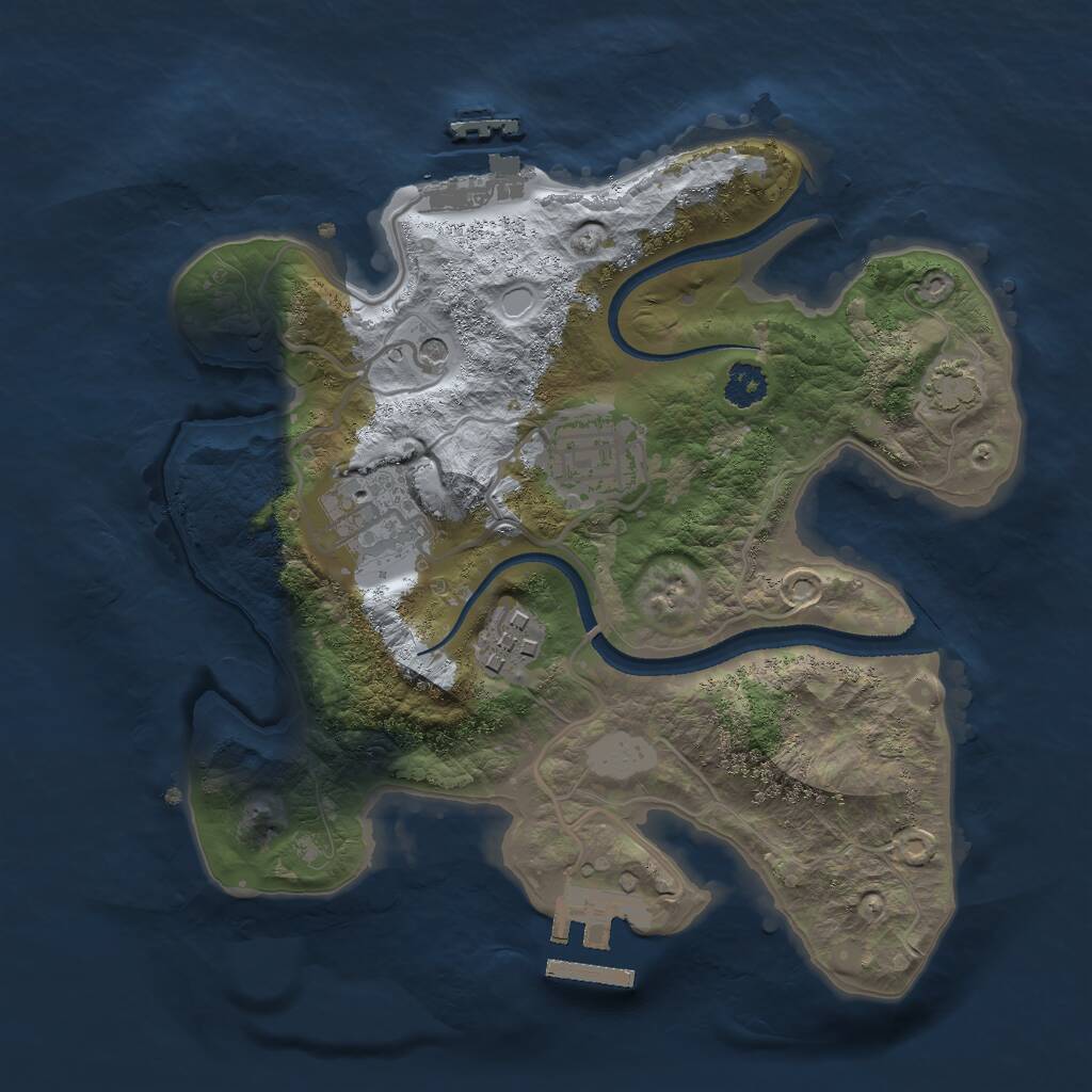 Rust Map: Procedural Map, Size: 2500, Seed: 1712486485, 8 Monuments