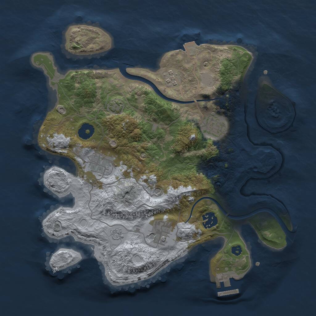 Rust Map: Procedural Map, Size: 3000, Seed: 2546483, 10 Monuments