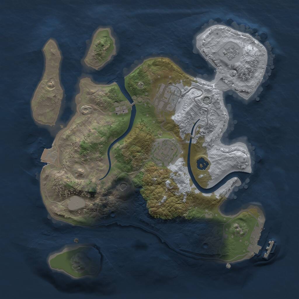Rust Map: Procedural Map, Size: 2500, Seed: 421295980, 6 Monuments