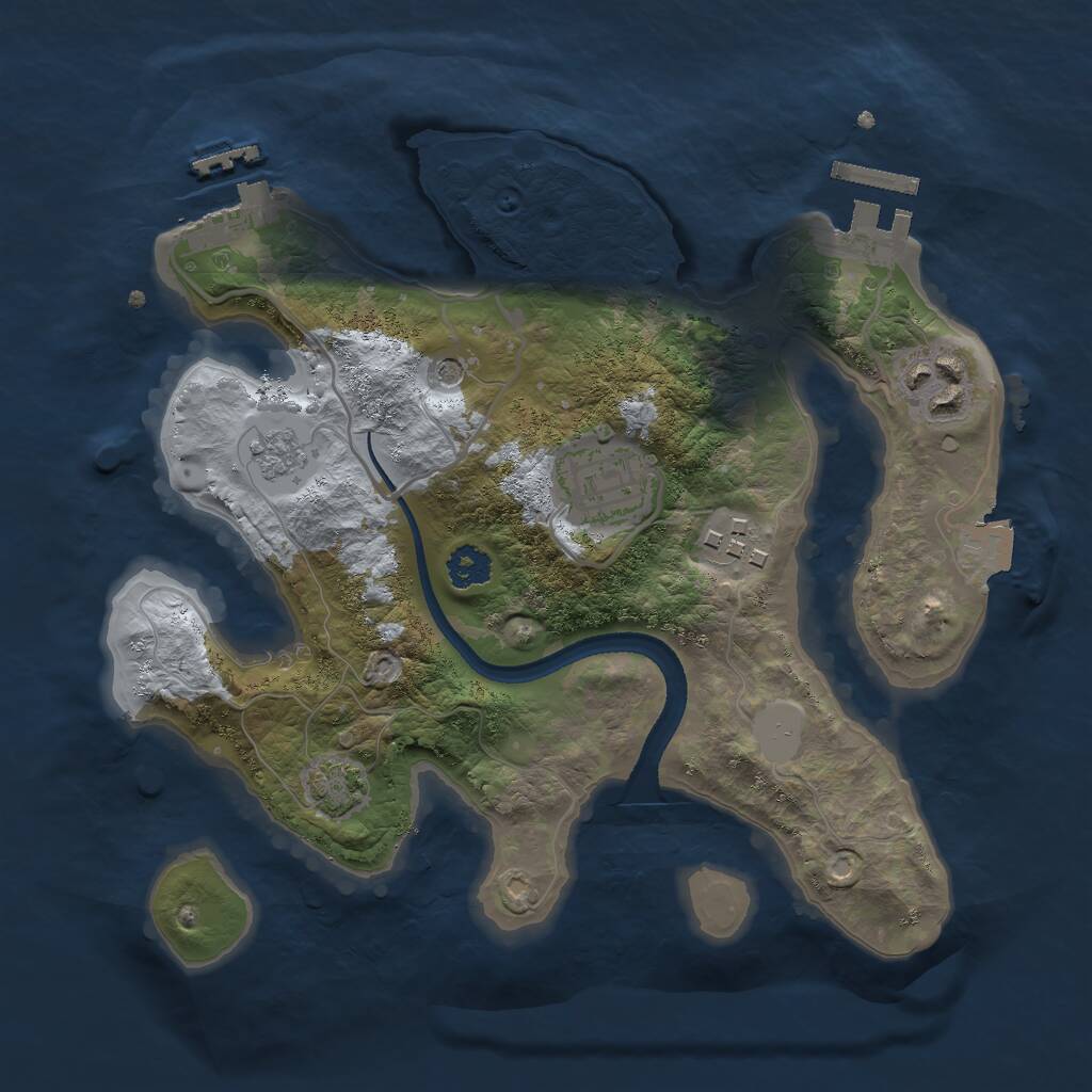 Rust Map: Procedural Map, Size: 2500, Seed: 421295982, 9 Monuments