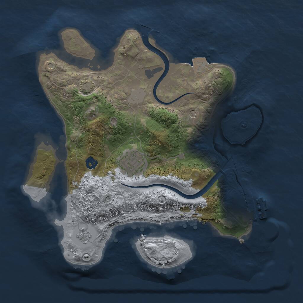 Rust Map: Procedural Map, Size: 2500, Seed: 421295983, 6 Monuments