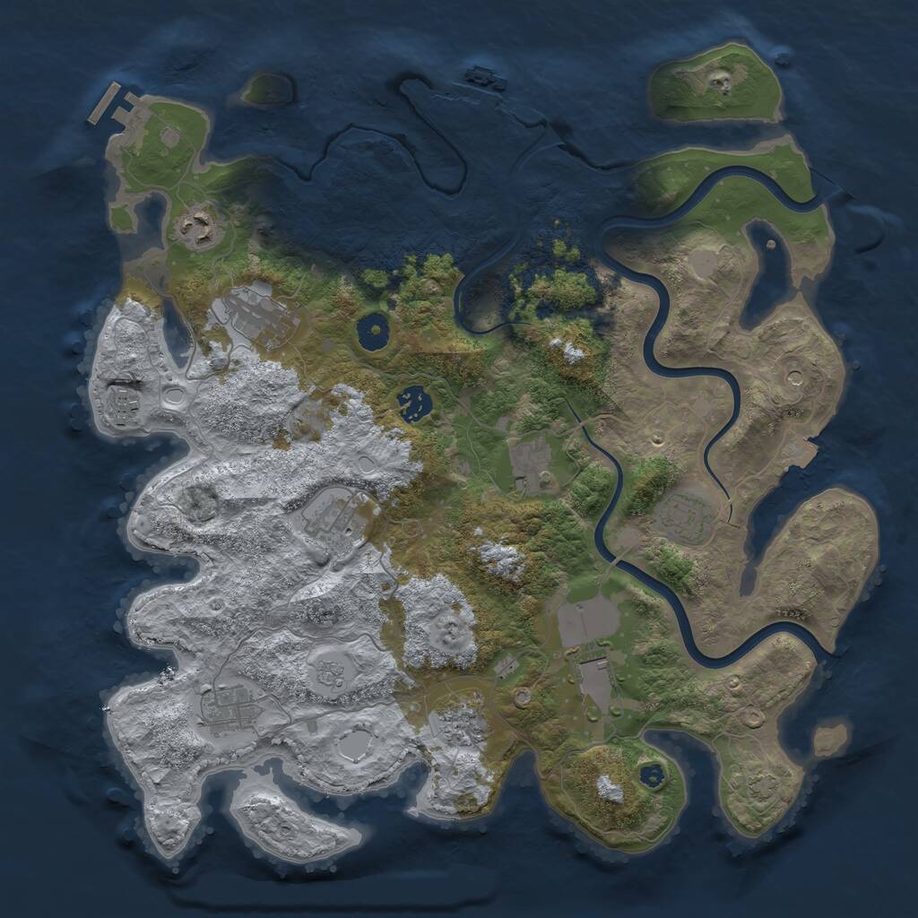 Rust Map: Procedural Map, Size: 3900, Seed: 1995834411, 16 Monuments