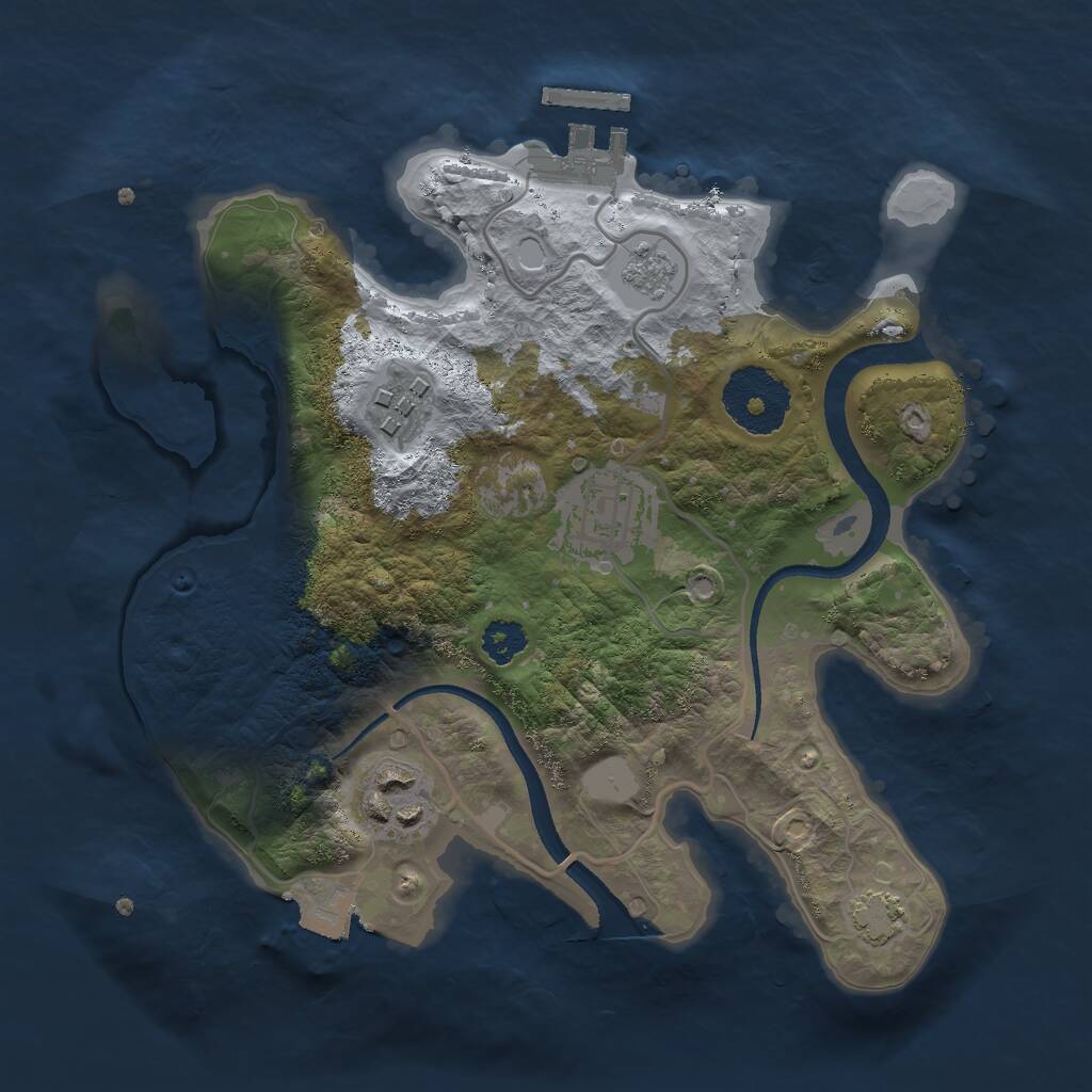 Rust Map: Procedural Map, Size: 2500, Seed: 421295984, 7 Monuments