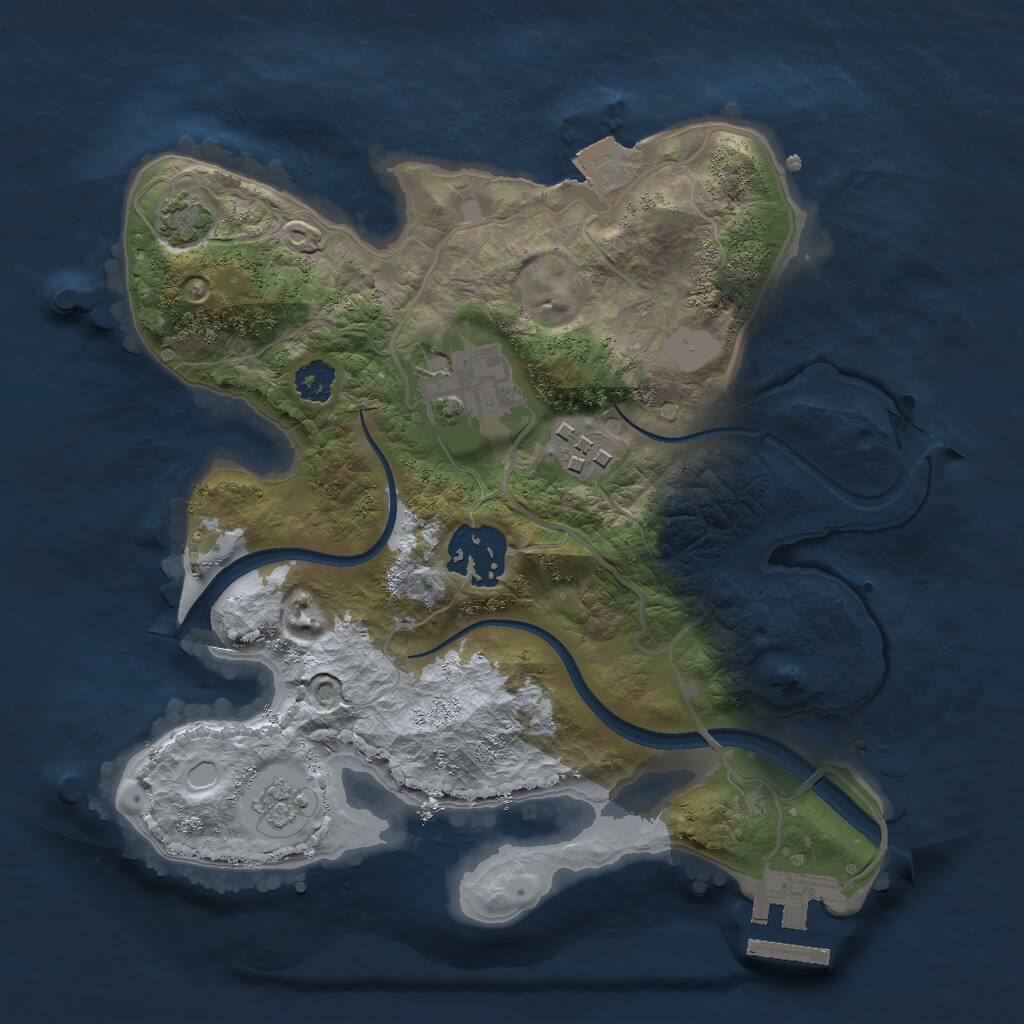 Rust Map: Procedural Map, Size: 2500, Seed: 189253866, 7 Monuments